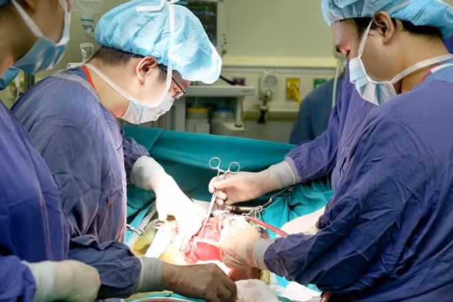 Các bác sĩ của BV Việt Đức đang thực hiện ghép tạng cứu sống bệnh nhân