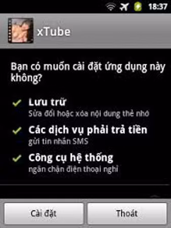 Giao diện một App lừa đảo trên Android.