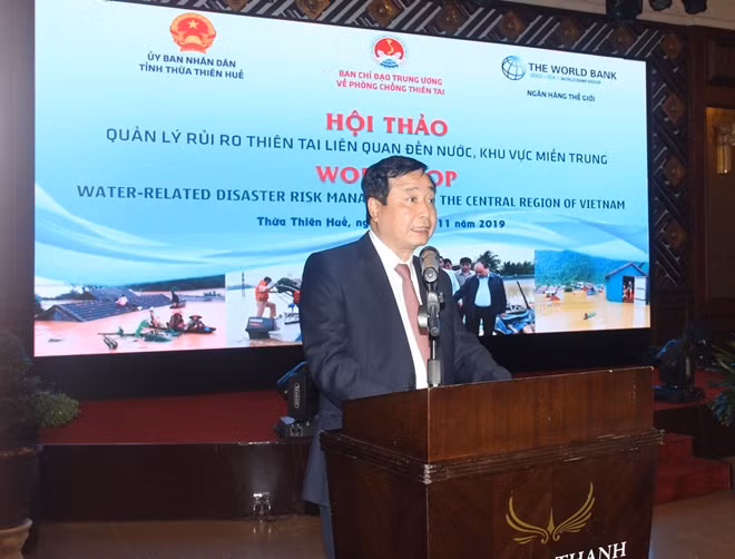 Ông Trần Quang Hoài, Tổng cục trưởng Tổng cục PCTT phát biểu khai mạc hội thảo.