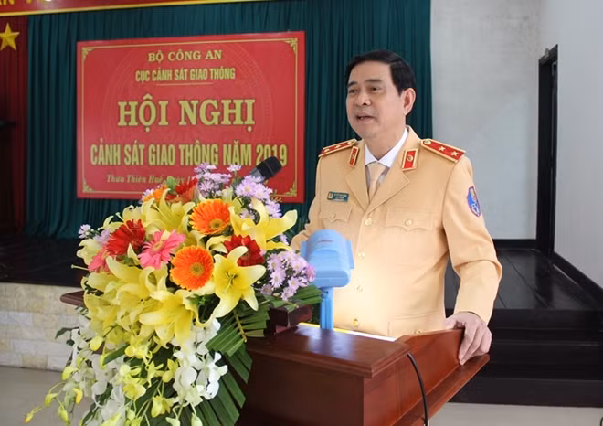Trung tướng Vũ Đỗ Anh Dũng, Cục trưởng cục CSGT phát biểu tại hội nghị.