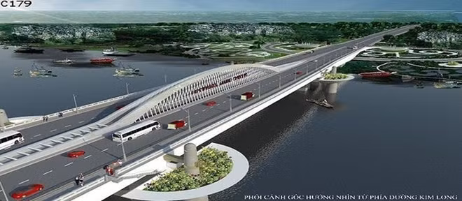 Phối cảnh cầu vượt sông Hương đạt giải ba được tỉnh Thừa Thiên- Huế tổ chức thi tuyển từ nhiều năm trước.