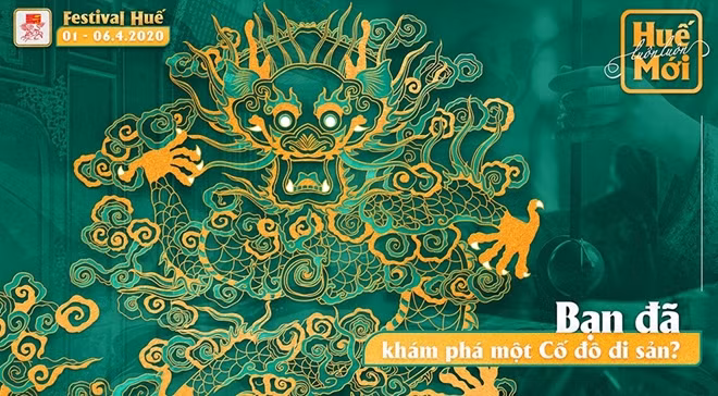 Hình ảnh rồng, biểu tượng cho Cung đình Huế, đại diện cho các di sản văn hoá vật thể và phi vật thể tại Cố đô Huế.