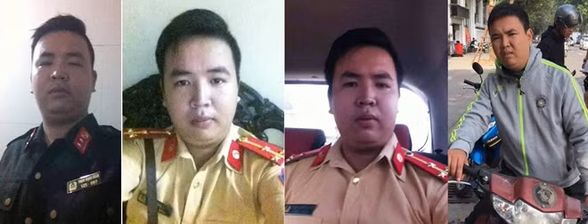 Phạm Công Đoàn trong quân phục Công an và thường phục khi vi phạm giao thông bị giữ.