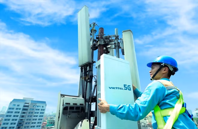 Hình ảnh trạm 5G của Viettel tại Hà Nội.