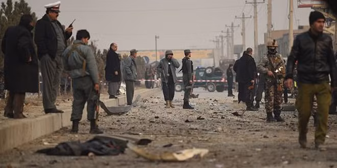 Hiện trường vụ đánh bom liều chết nhằm vào EUPOL ở Kabul năm 2015.