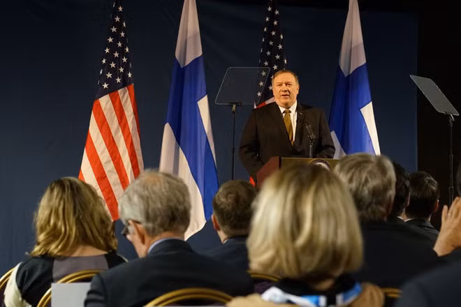 Ngoại trưởng Mỹ Mike Pompeo phát biểu tại Hội nghị Hội đồng Bắc Cực ở Rovaniemi, Phần Lan.