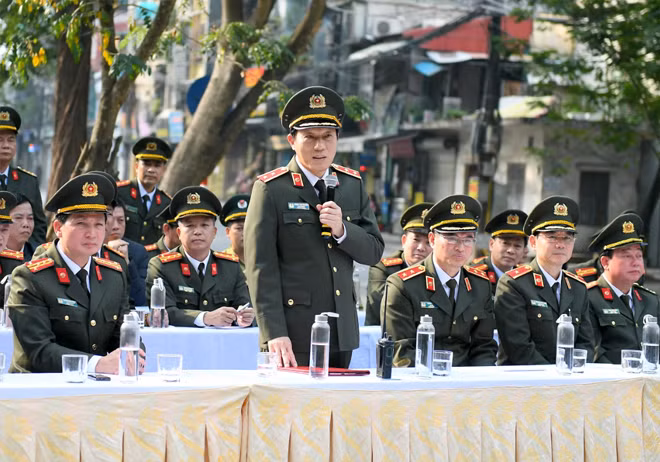 Thứ trưởng Lương Tam Quang phát biểu tại buổi diễn tập.