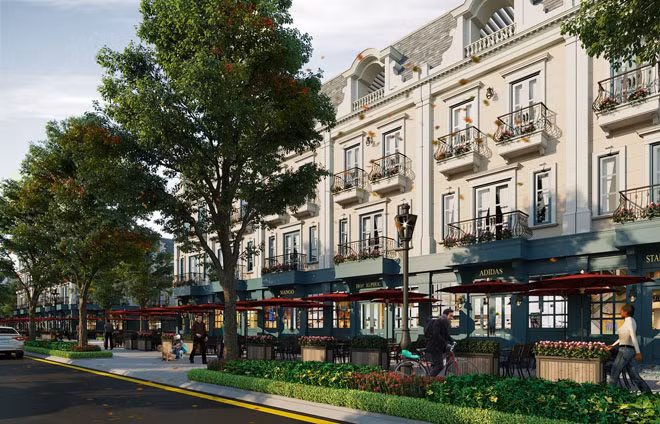 Shophouse Uông Bí New City sở hữu lối kiến trúc Tân cổ điển Châu Âu sang trọng.
