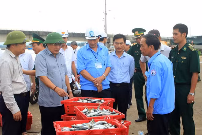 Đoàn công tác UBND tỉnh Quảng Trị kiểm tra tình hình đánh bắt thủy hải sản của bà con ngư dân Cửa Việt.
