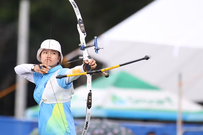 Cung thủ Lộc Thị Đào giành 3 HCV tại SEA Games 30. Ảnh: Quý Lượng.