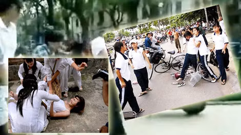 Hình ảnh những vụ học sinh đánh nhau bị cộng đồng quay clip và đưa lên mạng.