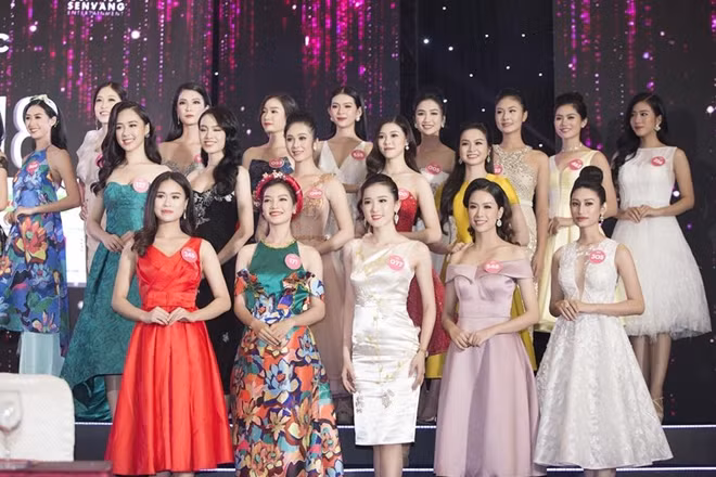 Các thí sinh tại vòng chung kết Hoa hậu Việt Nam 2018.
