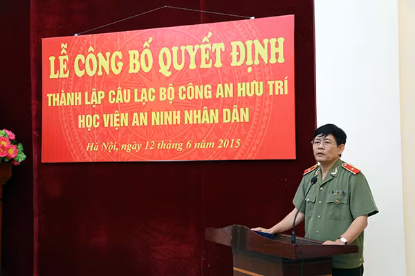 Thiếu tướng Nguyễn Văn Ngọc, Giám đốc Học viện An ninh nhân dân phát biểu tại buổi Lễ.