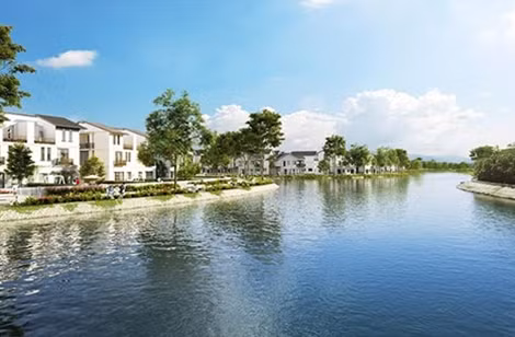 Điểm nhấn là hồ điều hòa rộng tới 10ha, trải dọc theo dự án, đem lại cảnh trí thơ mộng và gần gũi với thiên nhiên cho khu đô thị.
