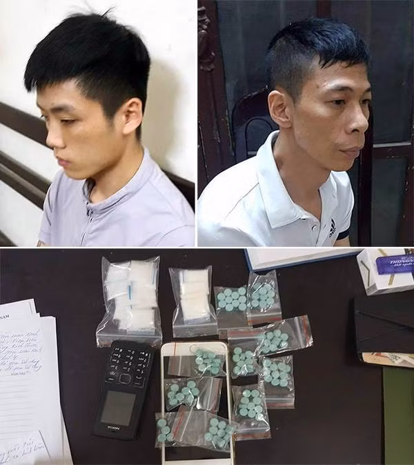 Tuấn, Bình cùng ma túy tổng hợp mang theo bị Y7/141 phát hiện.