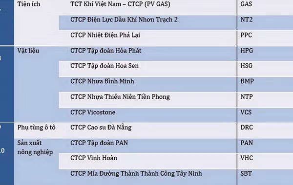 GAS và NT2 lọp vào Top 50 doanh nghiệp niêm yết tốt nhất ở mảng kinh doanh Tiện ích