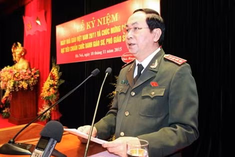 Đại tướng, GS.TS Trần Đại Quang, Ủy viên Bộ Chính trị, Bộ trưởng Bộ Công an phát biểu chỉ đạo tại buổi lễ.