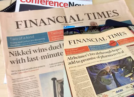 Tờ báo "màu cá hồi" Financial Times sẽ thuộc về tập đoàn Nikkei theo một thỏa thuận trị giá 844 triệu bảng. Tờ báo "màu cá hồi" Financial Times sẽ thuộc về tập đoàn Nikkei theo một thỏa thuận trị giá 844 triệu bảng.