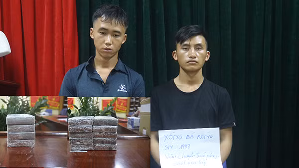 Đối tượng Lầu Bá Vua, Xồng Bá Rống và tang vật tại cơ quan Công an Đối tượng Lầu Bá Vua, Xồng Bá Rống và tang vật tại cơ quan Công an