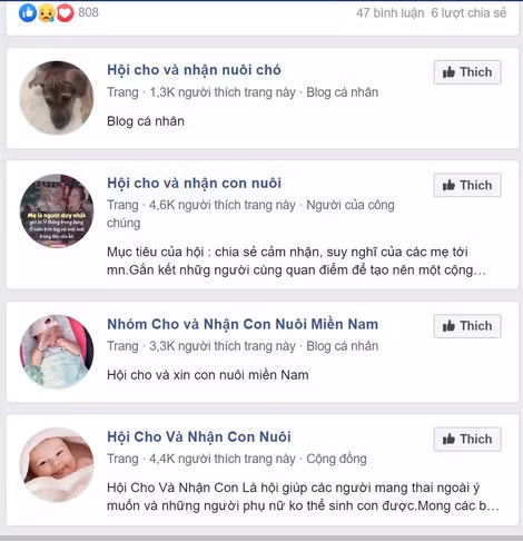 Mỗi nhóm cho - nhận con có ít nhất 1.000 thành viên.