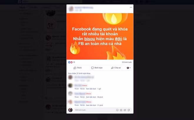 Người dùng thi nhau chia sẻ cách kiểm tra tài khoản Facebook bằng từ "bisou".