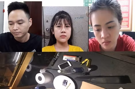 Các đối tượng và tang vật cơ quan Công an thu tại phòng hát.