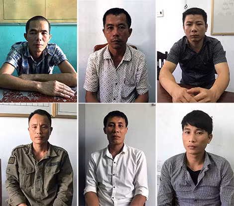 Các đối tượng bị bắt tạm giam trong vụ phá rừng ở Phong Nha - Kẻ Bàng.