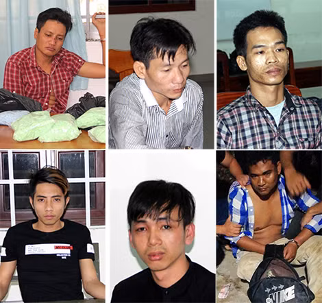 Đối tượng cầm đầu đường dây ma túy xuyên quốc gia Phùng Hồng Huy cùng đám tay chân.
