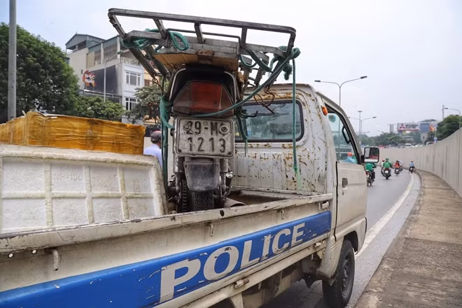 Chiếc xe máy của người bị tai nạn.