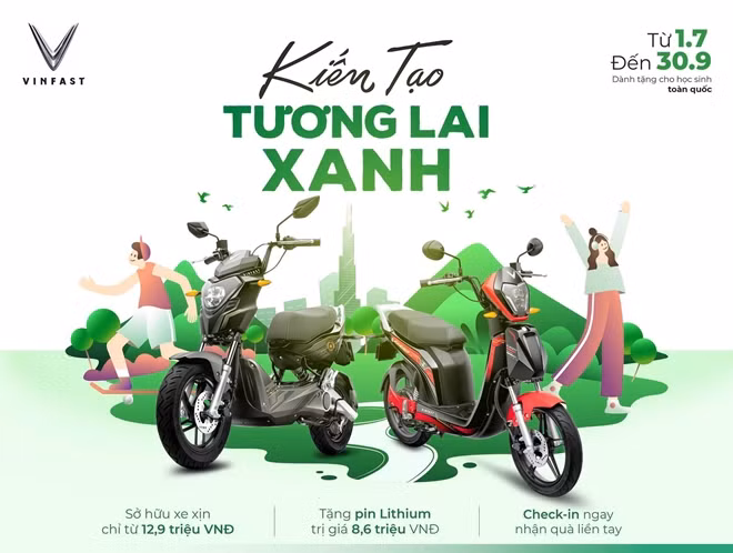 Trong chương trình này, 50.000 pin Lithium-ion với tổng trị giá lên đến 430 tỷ đồng sẽ được tặng ngay cho 50.000 học sinh đầu tiên mua xe máy điện Ludo và Impes, từ nay đến 30/9/2020.