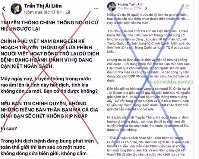 Các đối tượng tung tin xuyên tạc, kích động người dân.