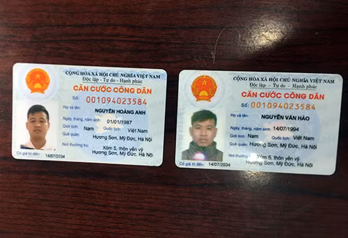 CCCD và tấm thẻ giả Trưởng khoa Bệnh viện 198 của Hào.