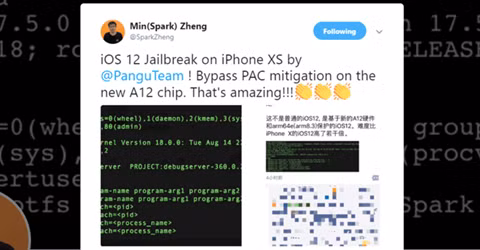 Thông tin iOS 12 bị bẻ khóa thành công đăng tải trên Twitter.