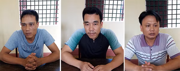 3 đối tượng Điệp, Minh, Nhân tại cơ quan Công an.