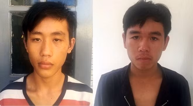 Hai đối tượng Nguyễn Minh Trí và Trần Quốc Duy sau khi bị bắt