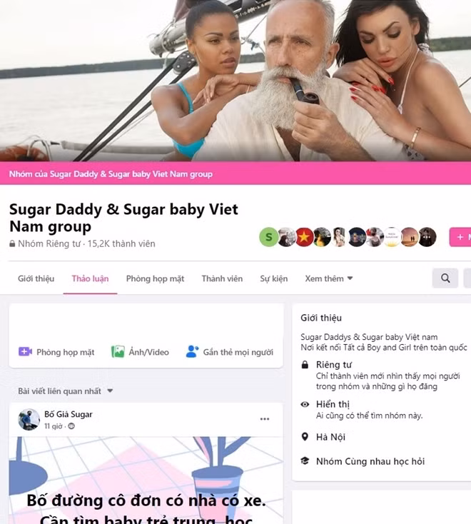 Một hội nhóm tuyển sugar baby với hàng ngàn người tham gia.