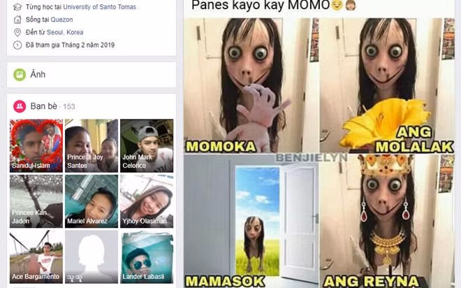 Những hình ảnh đáng sợ về Momo