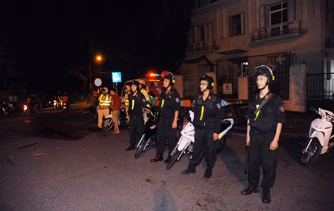 Một chốt trực của Công an thành phố Hà Nội.