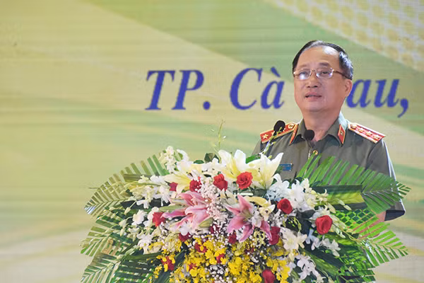 Thượng tướng Nguyễn Văn Thành, Thứ trưởng Bộ Công an phát biểu khai mạc.