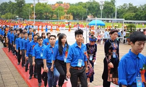 Thanh niên tiêu biểu điển hình tham dự Đại hội làm lễ báo công dâng Bác.