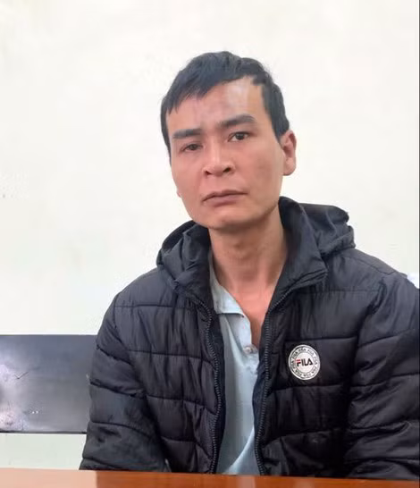 Đối tượng Nguyễn Xuân Trung tại cơ quan cảnh sát điều tra