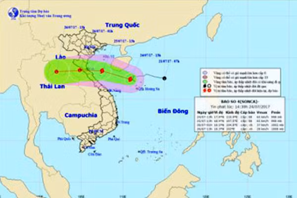 Đường đi của bão số 4.