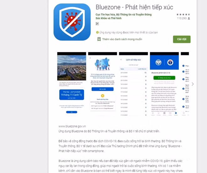 Để cài đặt ứng dụng Bluezone, người dùng có thể truy cập vào hai kho phần mềm Google Play (với các thiết bị sử dụng hệ điều hành Android) hoặc App Store (với các thiết bị sử dụng hệ điều hành iOS). Gõ từ khóa “Bluezone” trong mục tìm kiếm. Chọn ứng dụng Bluezone - Khẩu trang điện tử (Cục tin học hóa, Bộ Thông tin và Truyền thông) rồi cài đặt.