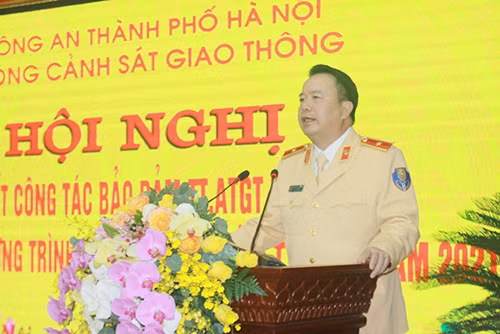 Cục trưởng Cục CSGT Bộ Công an, Thiếu tướng Nguyễn Văn Trung phát biểu chỉ đạo tại Hội nghị