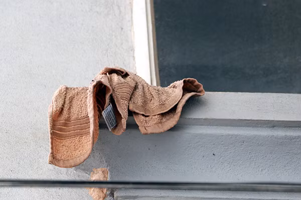 Chiếc khăn được người dân cố gắng ném qua cho các nạn nhân để chống lại khí độc tuy nhiên nó đã không tới được với 4 nạn nhân.