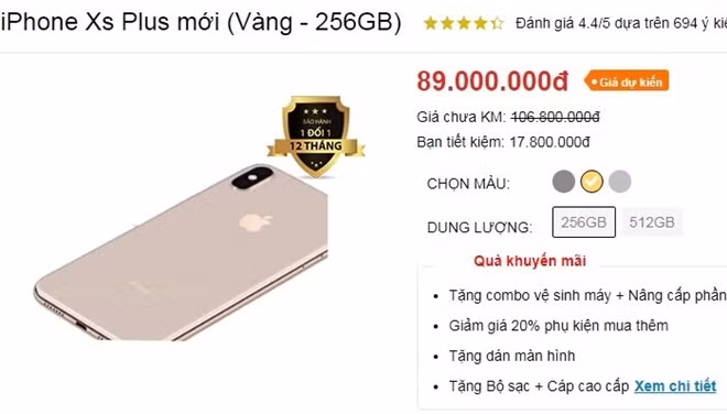 Mức giá gây sốc cho phiên bản iPhone Xs Max 256 GB