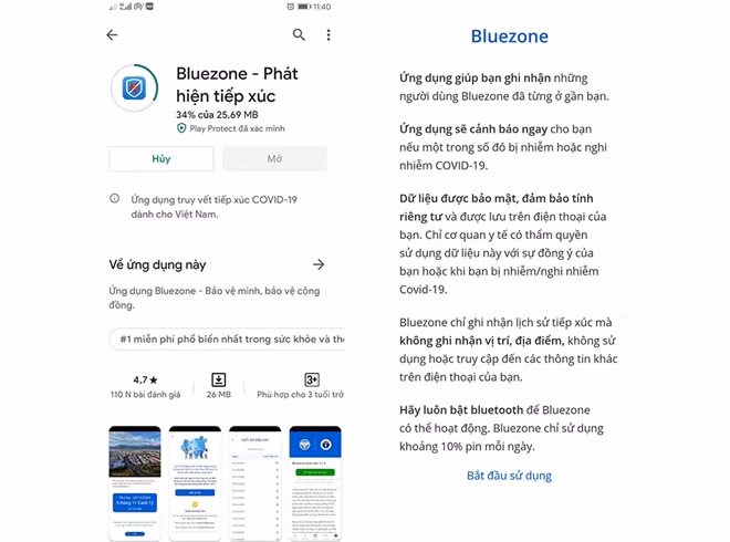 Quá trình cài đặt diễn ra rất nhanh, cùng với đó người dùng có thể xem thông tin về ứng dụng.