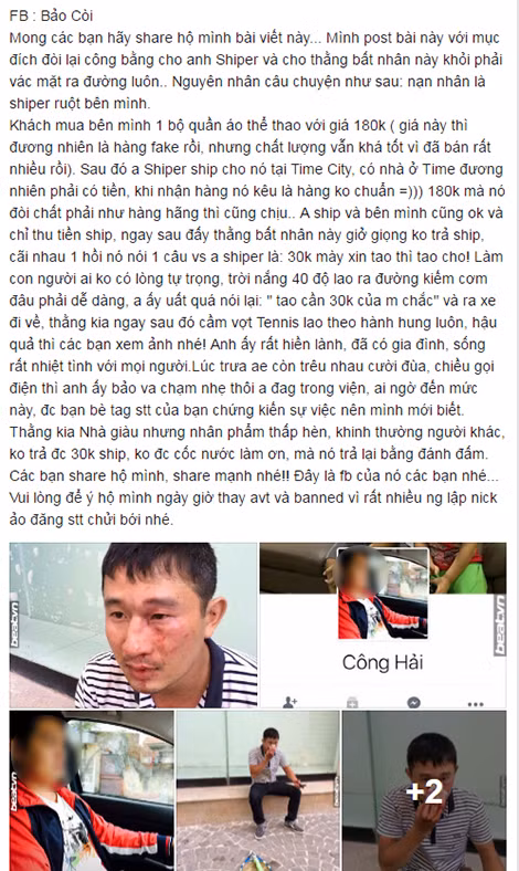 Câu chuyện được chia sẻ lên mạng xã hội.