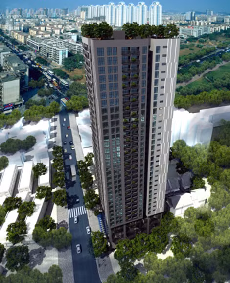 Phối cảnh Dự án tổ hợp chung cư 25 Nguyễn Huy Tưởng do đơn vị 100% vốn của Vinaconex xây dựng.