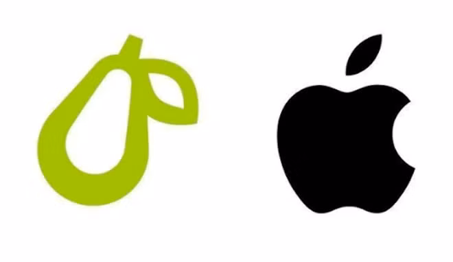 Logo của Prepear ở bên trái bị cho là giống quả táo của Apple.